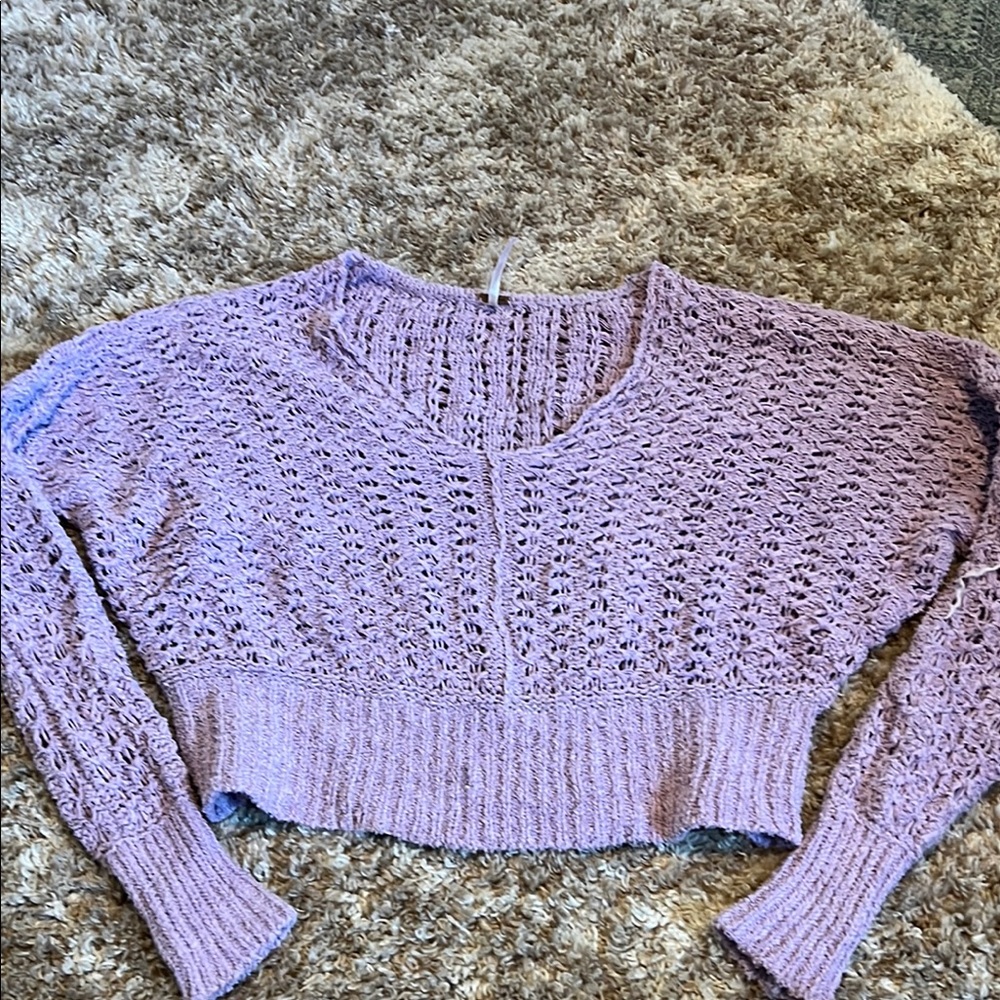Lavender Knit Cropped Sweater